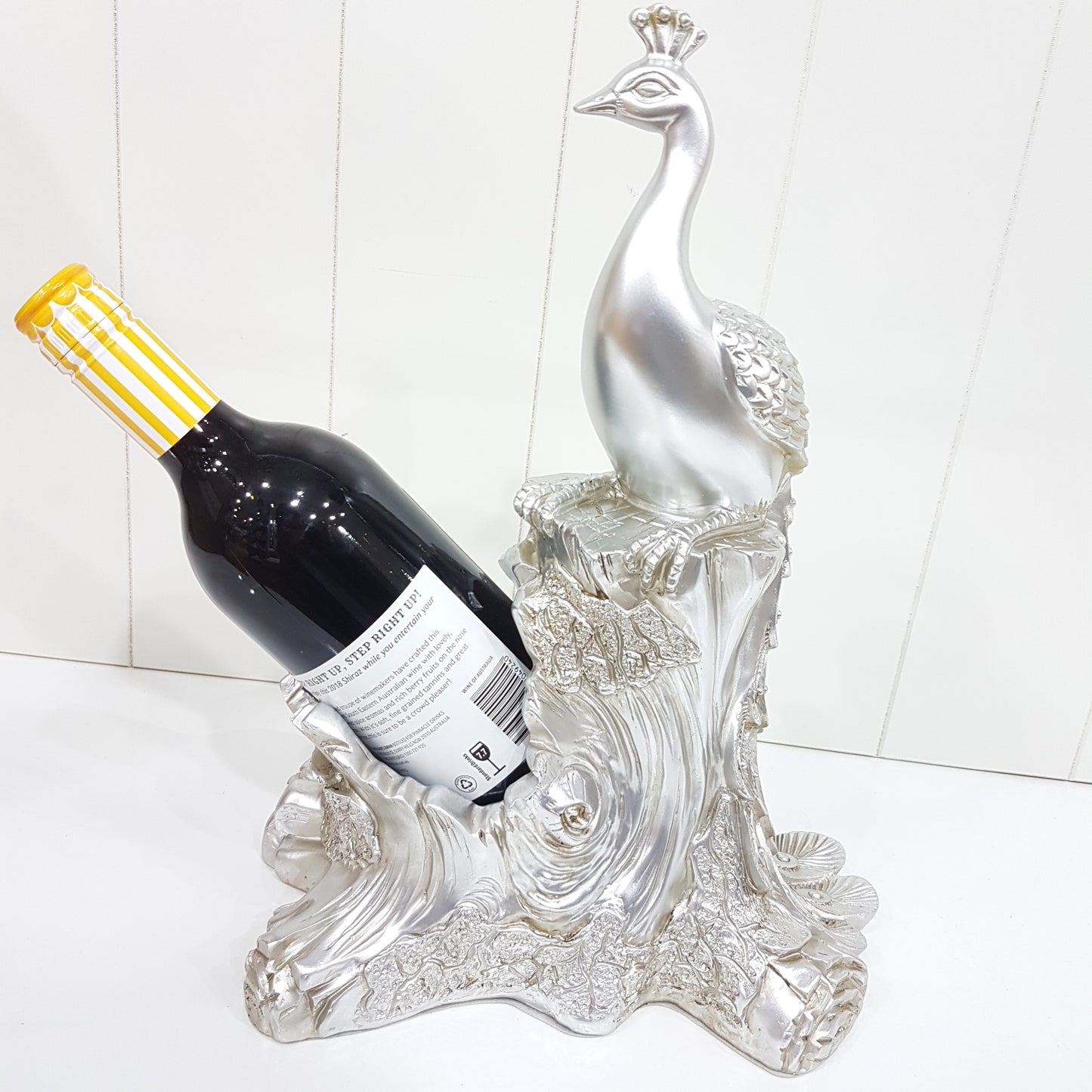 Silver Peacock Wine Holder