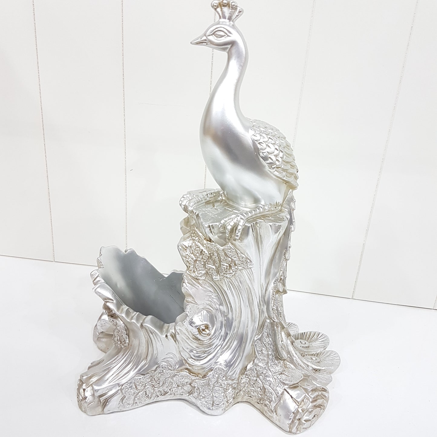 Silver Peacock Wine Holder