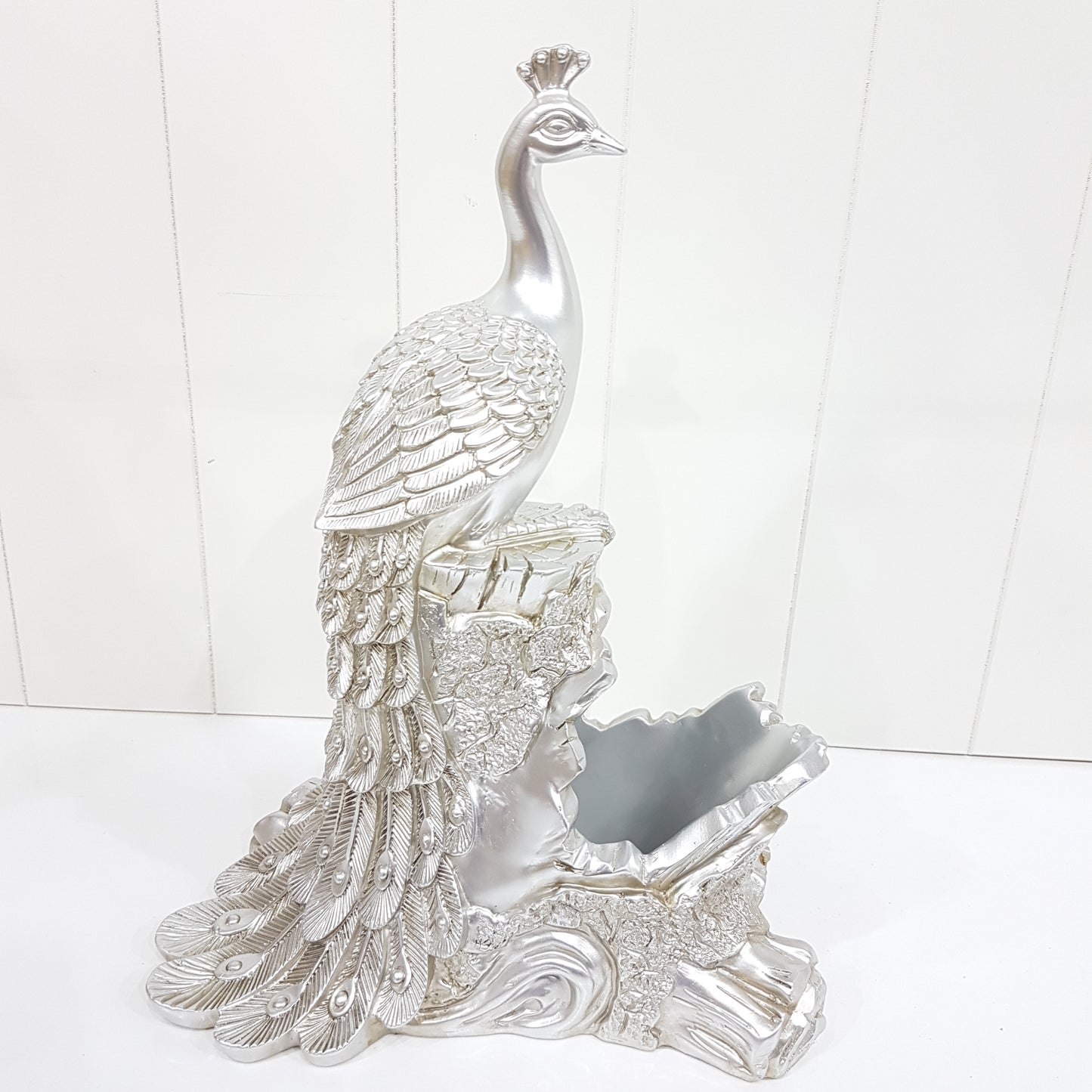 Silver Peacock Wine Holder