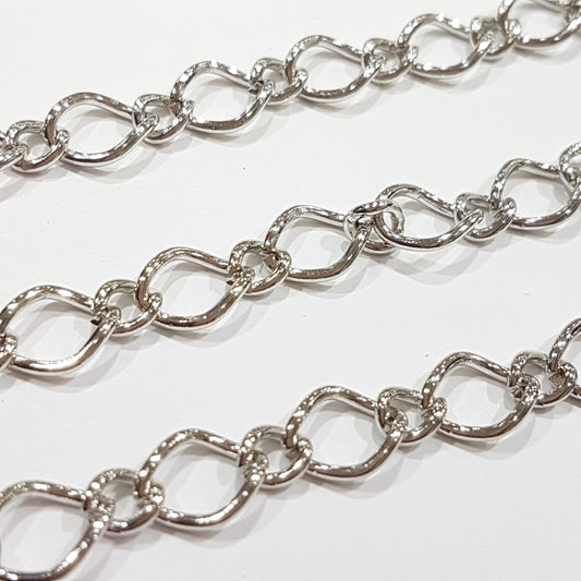 1M Platinum Silver Figaro Chain
