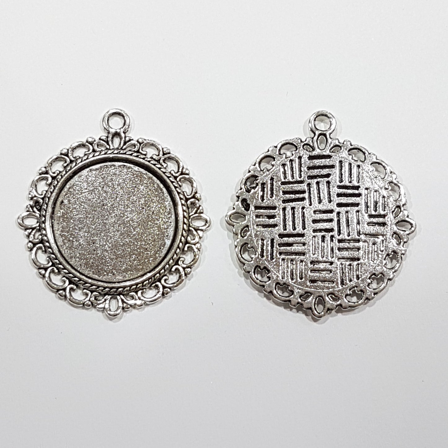 2pc Antique Silver Cabochon Setting