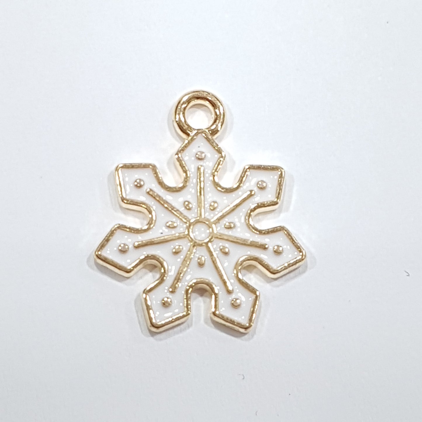 White Snowflake Enamel Charm