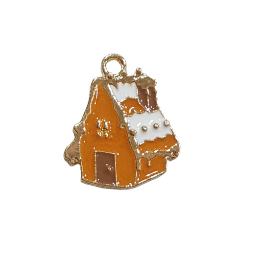 Gingerbread House Enamel Charm
