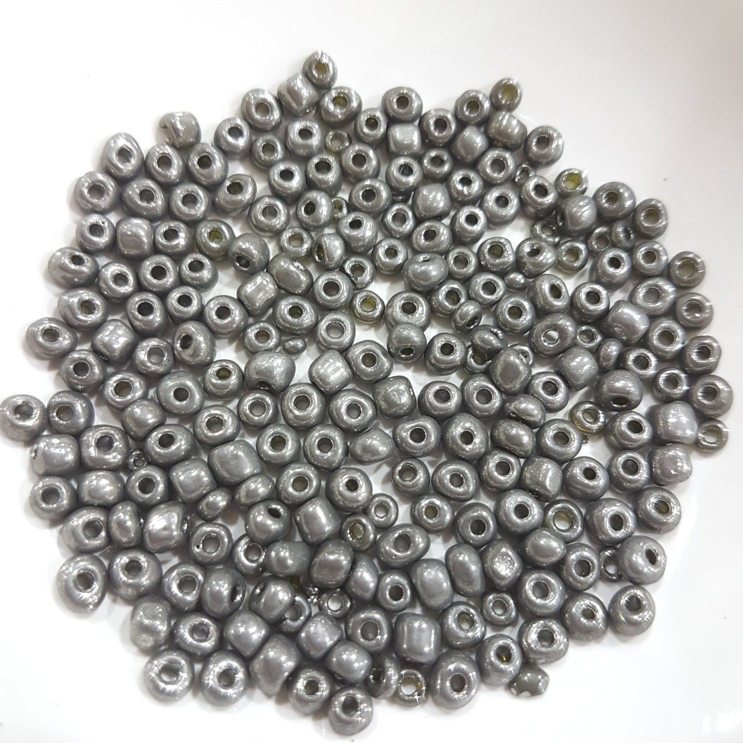 15g 6/0 Opaque Grey Seed Beads