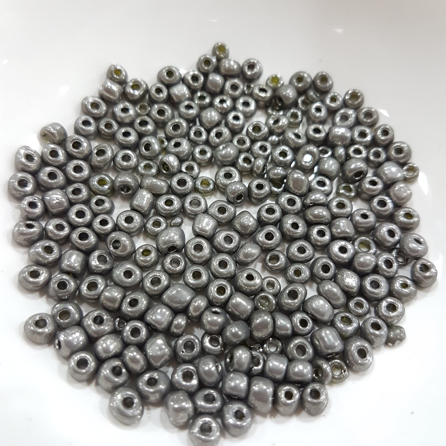15g 6/0 Opaque Grey Seed Beads