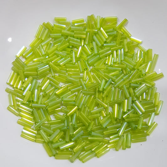 15g Light Green AB Bugle Beads