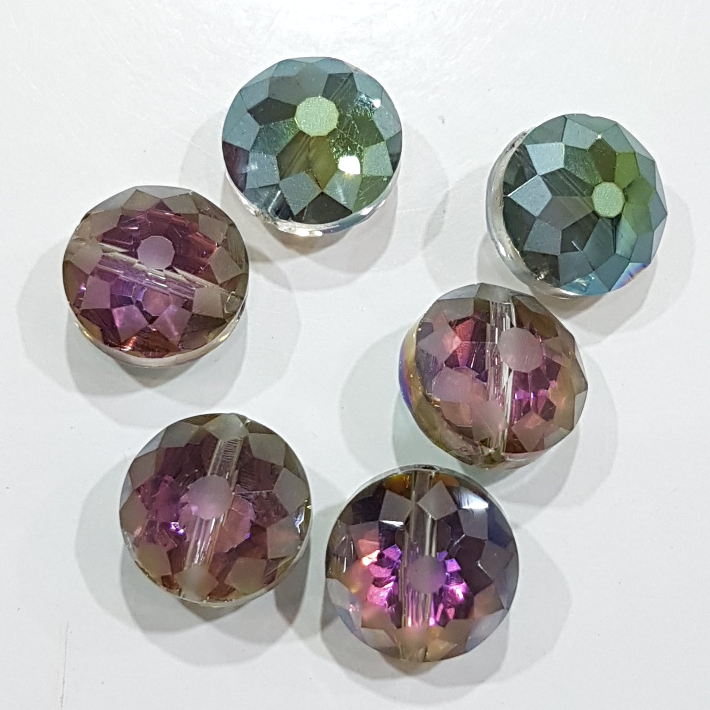 6pc Round Etched Crystal Glass Beads