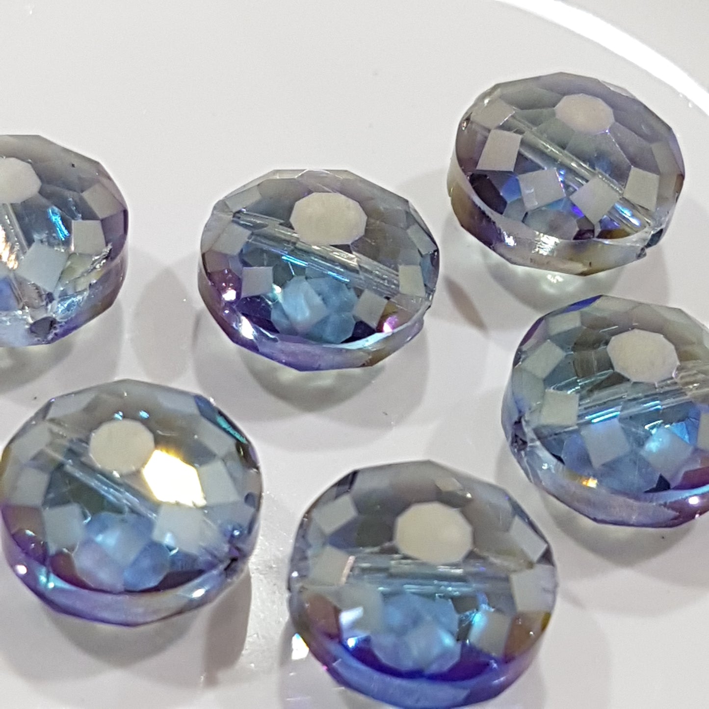 6pc Round Etched Crystal Glass Beads