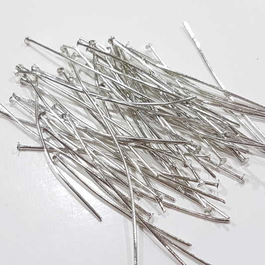 50pc Platinum Silver Head Pins