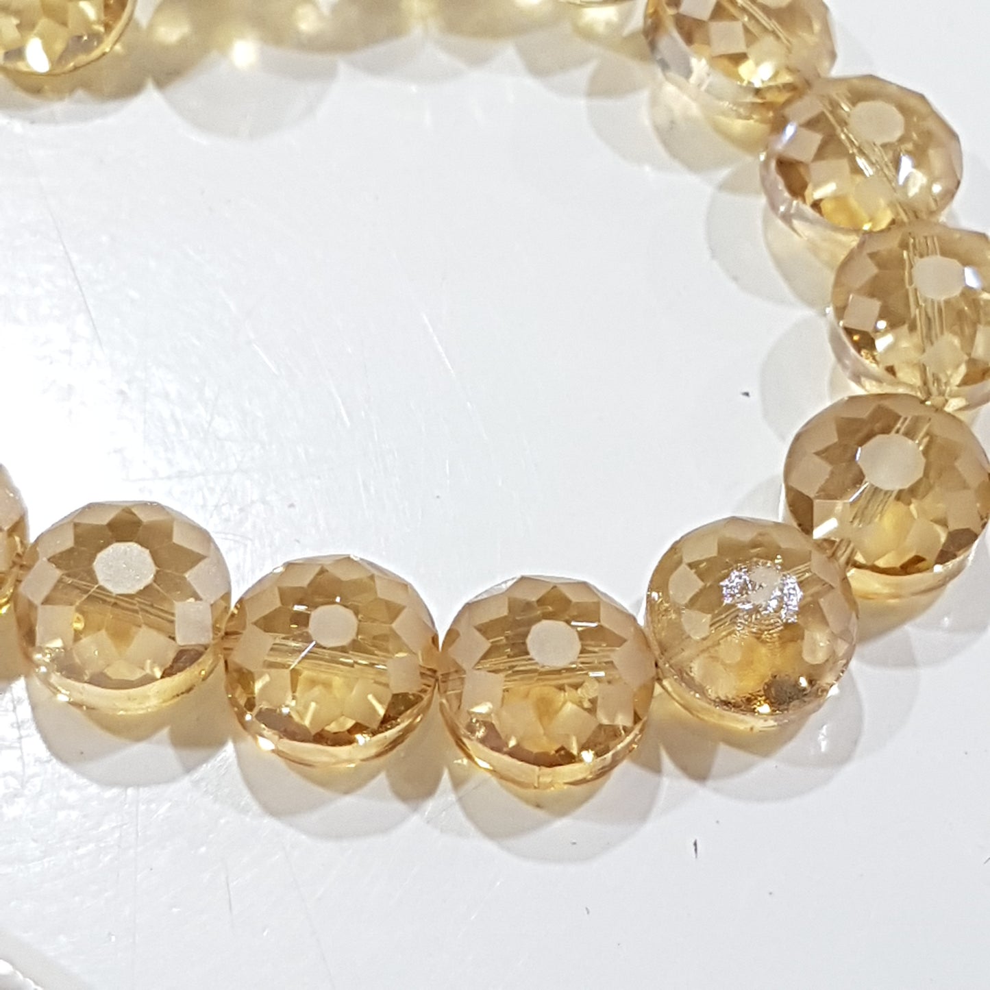 6pc Golden Etched Crystal Glass Beads