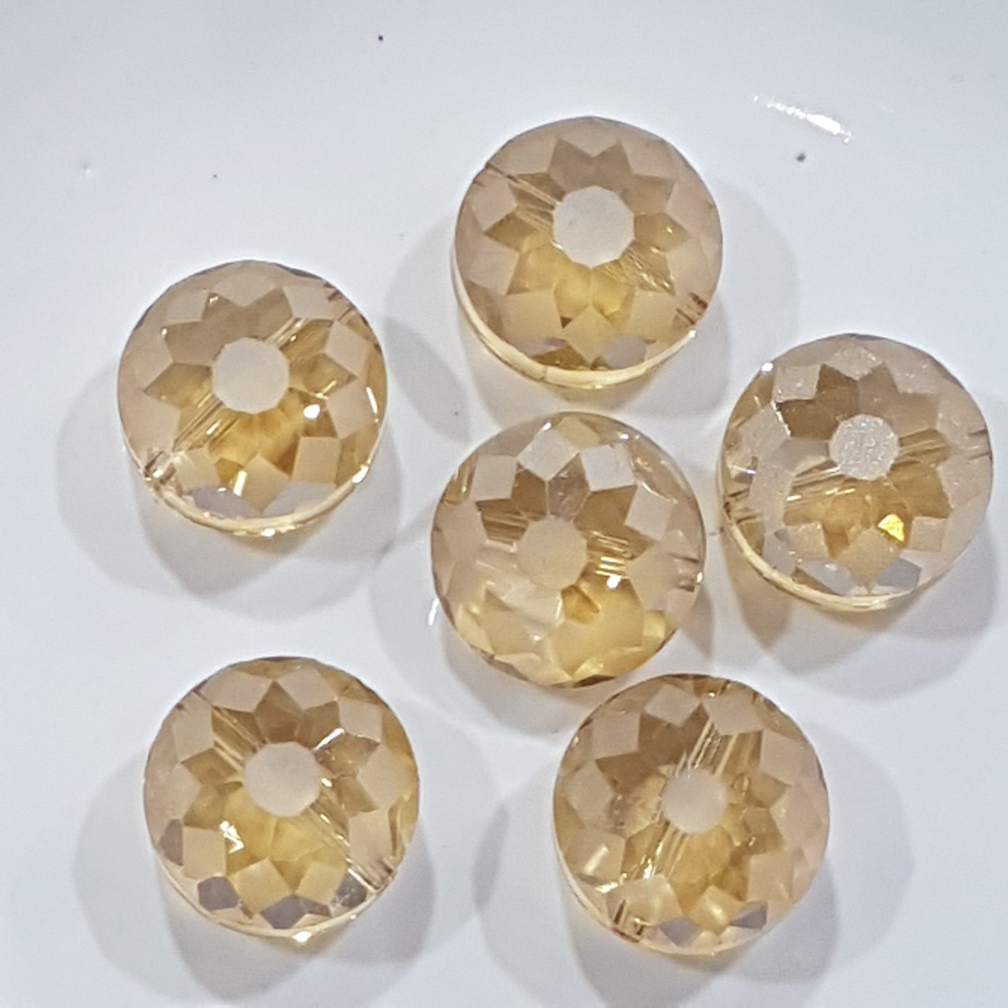 6pc Golden Etched Crystal Glass Beads