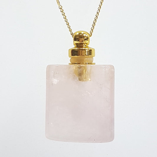 Rose Quartz Perfume Bottle Necklace