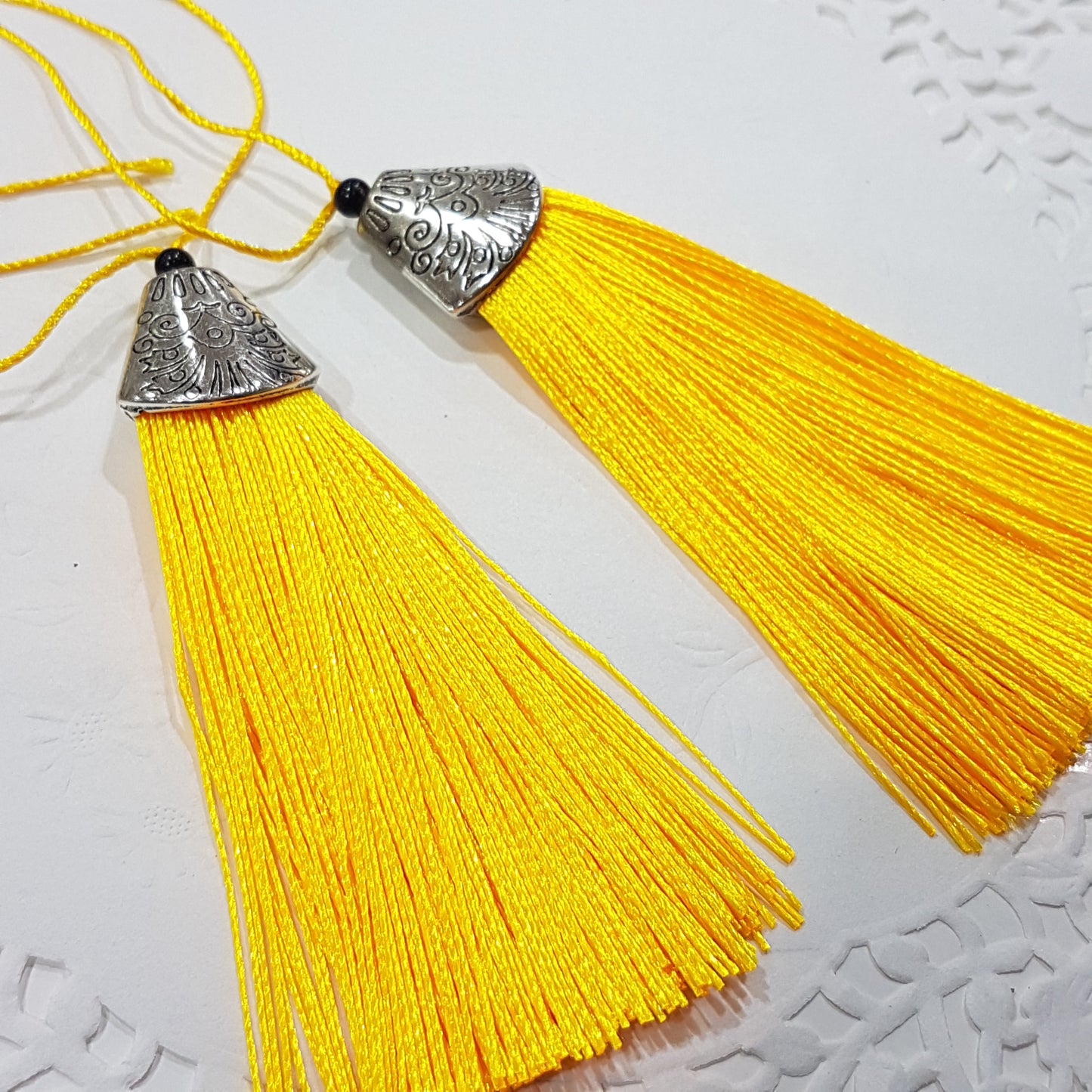2pc Long Yellow Tassels