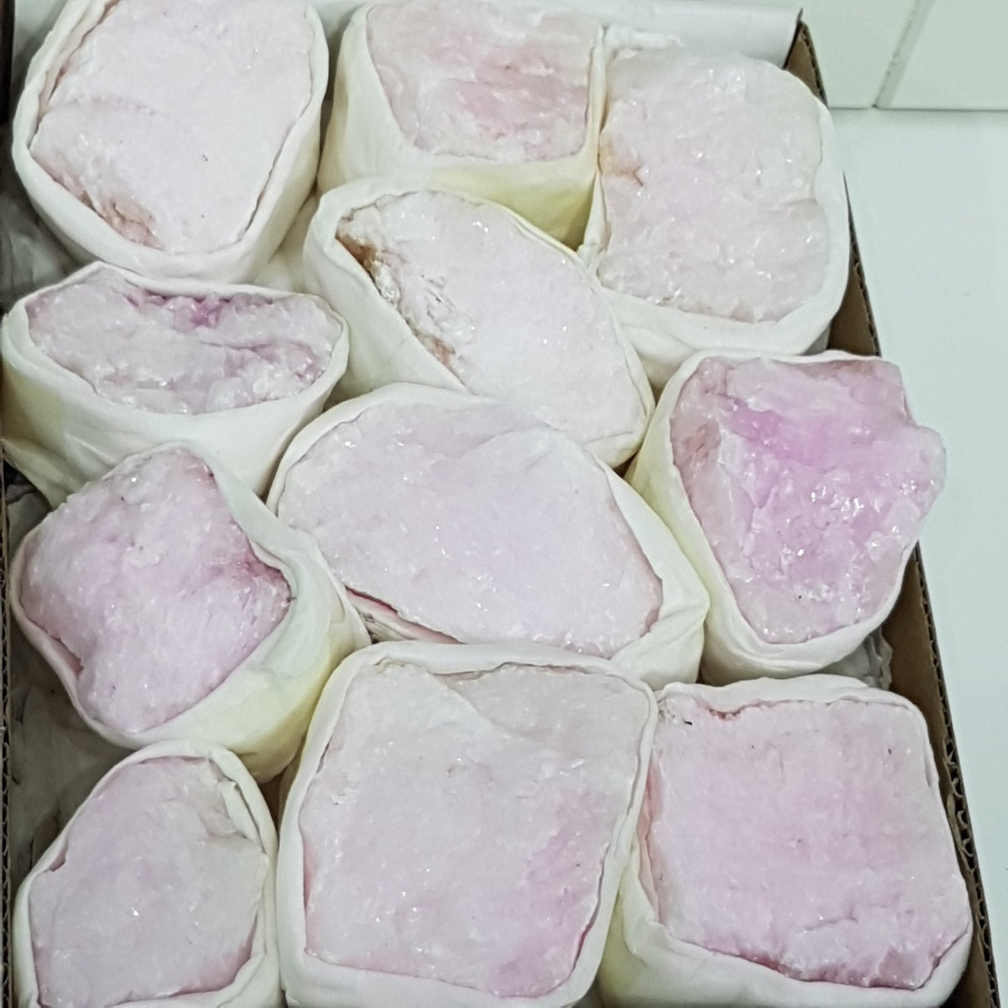 Box of Pink Aragonite Gemstones