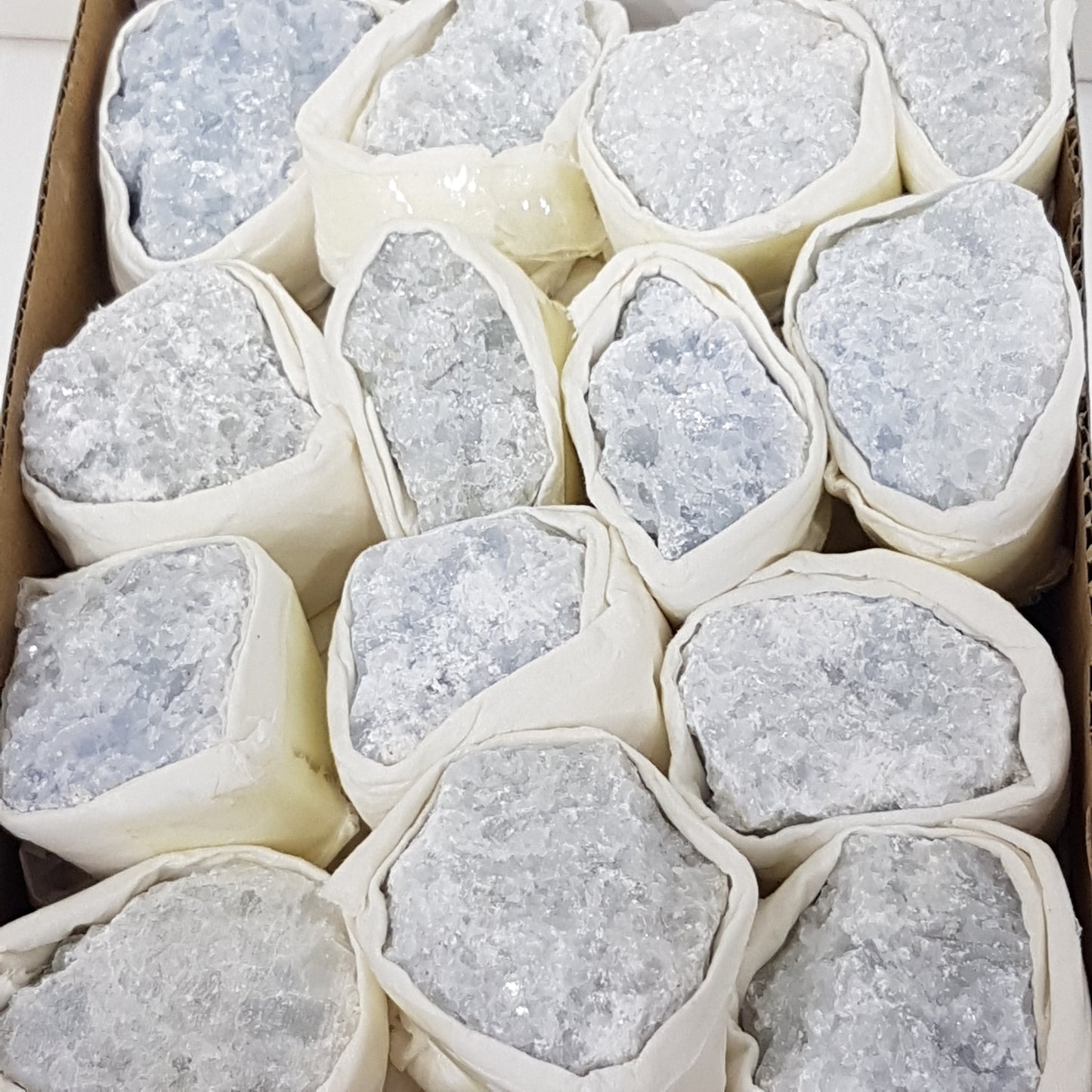 Box of Celestite Gemstones