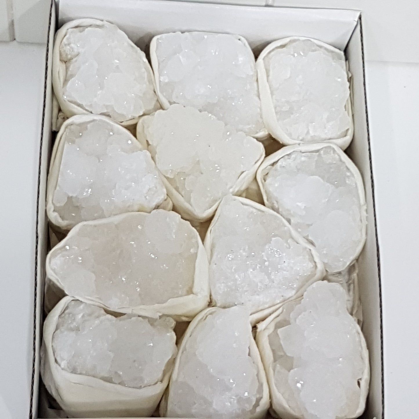 Box of Quartz Cluster Gemstones