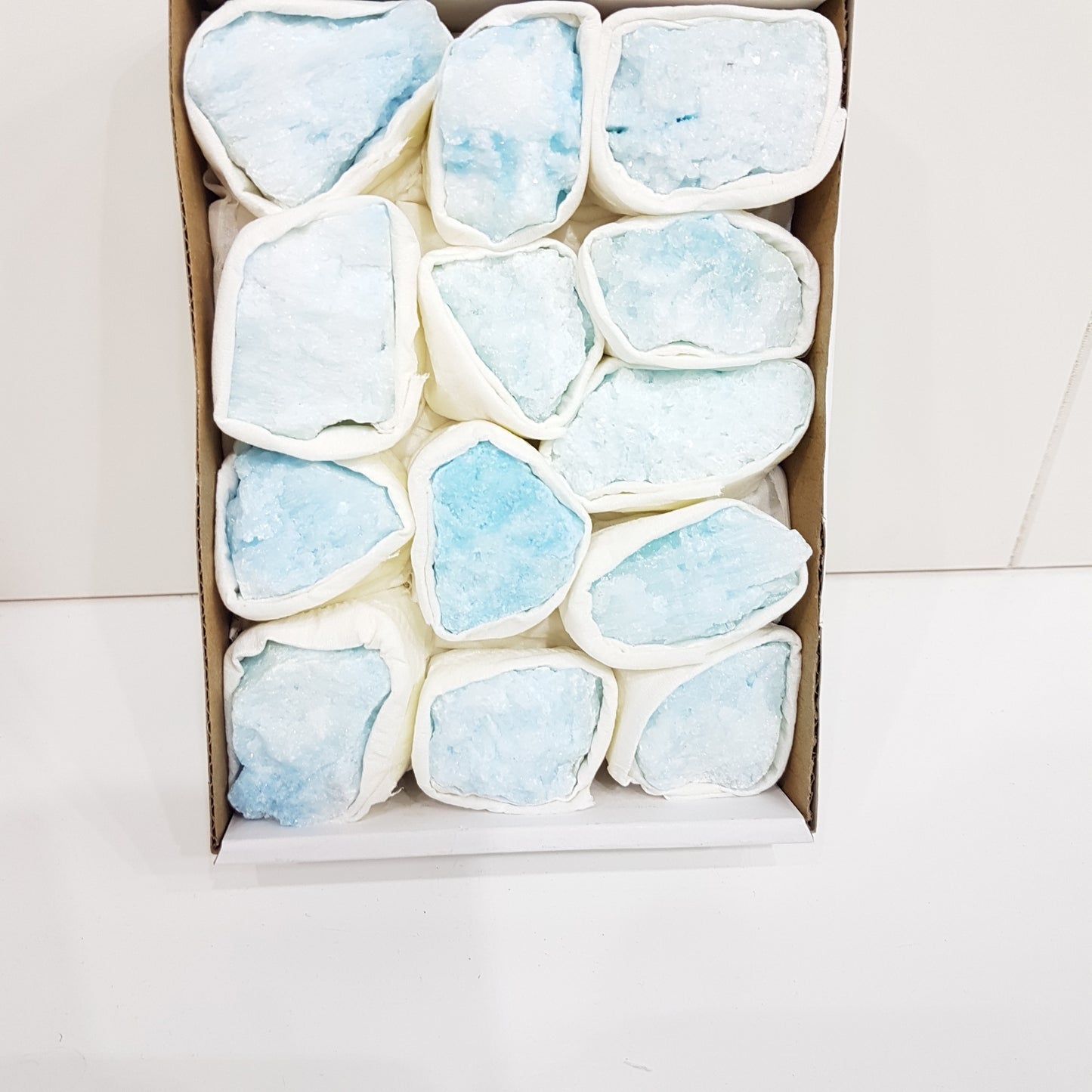 Box of Blue Aragonite Gemstones