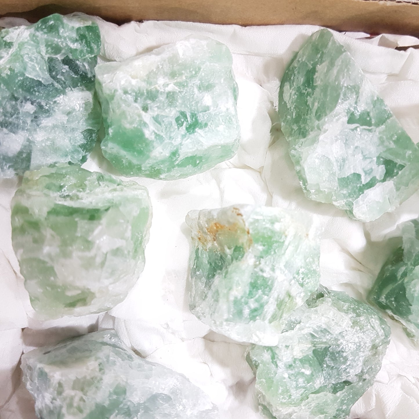Box of Fluorite Gemstones