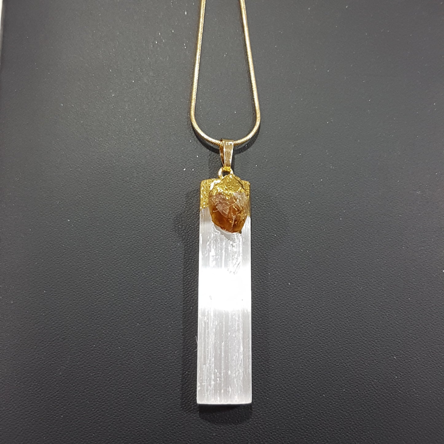 Selenite and Citrine Crystal Necklace