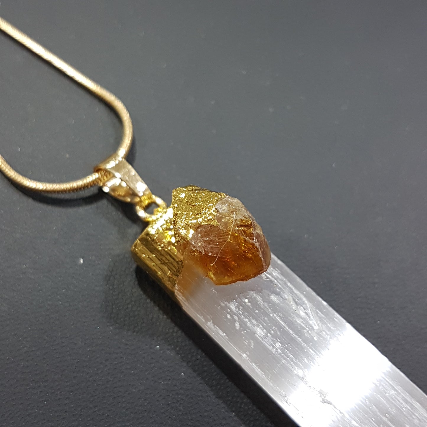Selenite and Citrine Crystal Necklace
