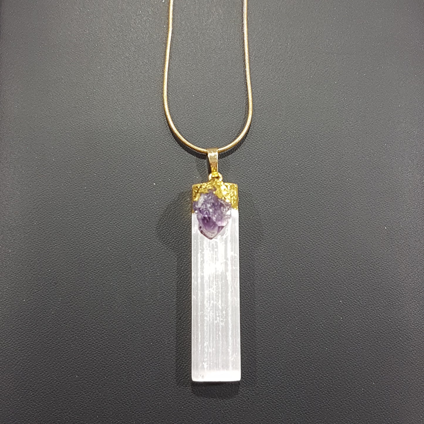 Selenite and Amethyst Crystal Necklace