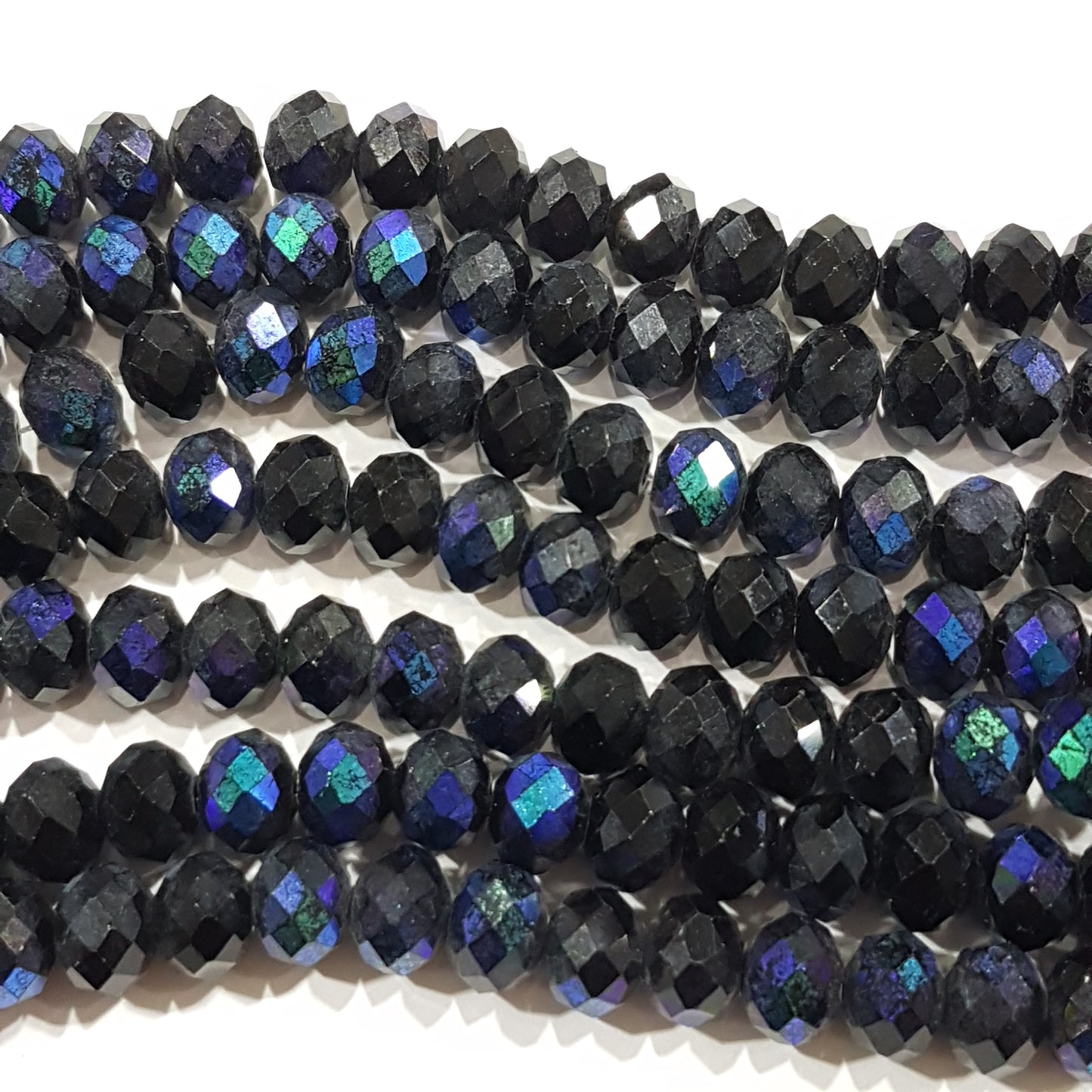 Black Peacock Crystal Rondelle Beads