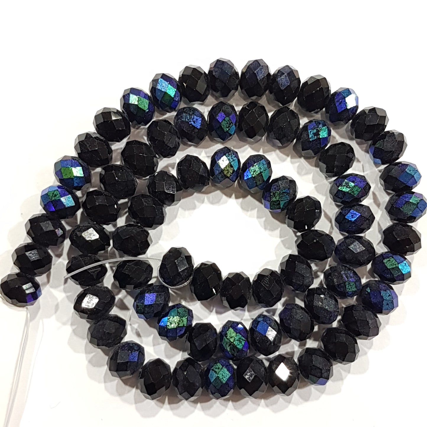 Black Peacock Crystal Rondelle Beads