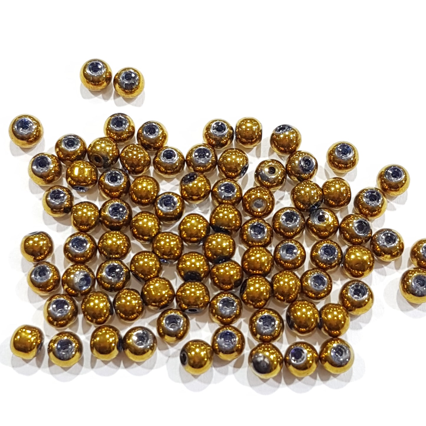 80pc Gold Painted Glass Beads