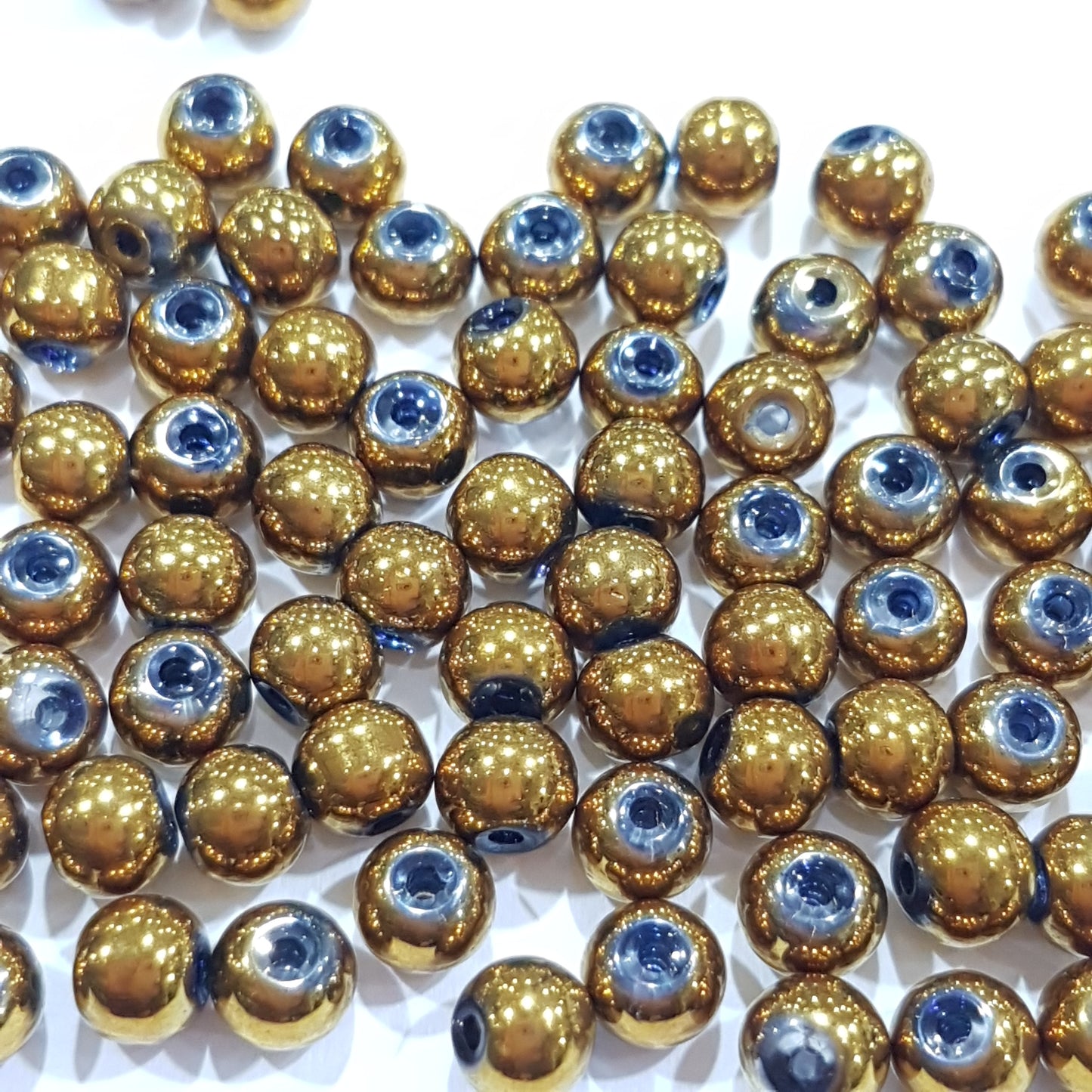 80pc Gold Painted Glass Beads