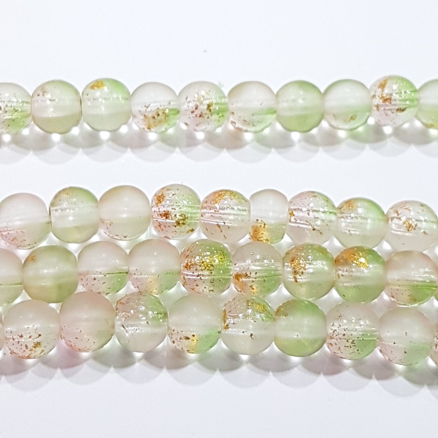 6mm Light Frosted Glitter Glass Beads
