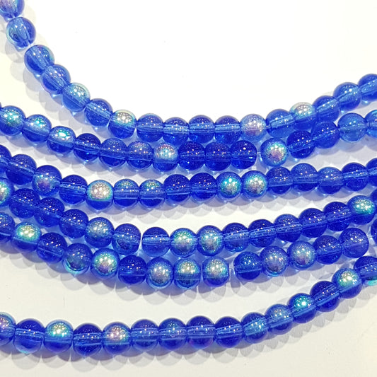 80pc 4mm Blue AB Glass Beads
