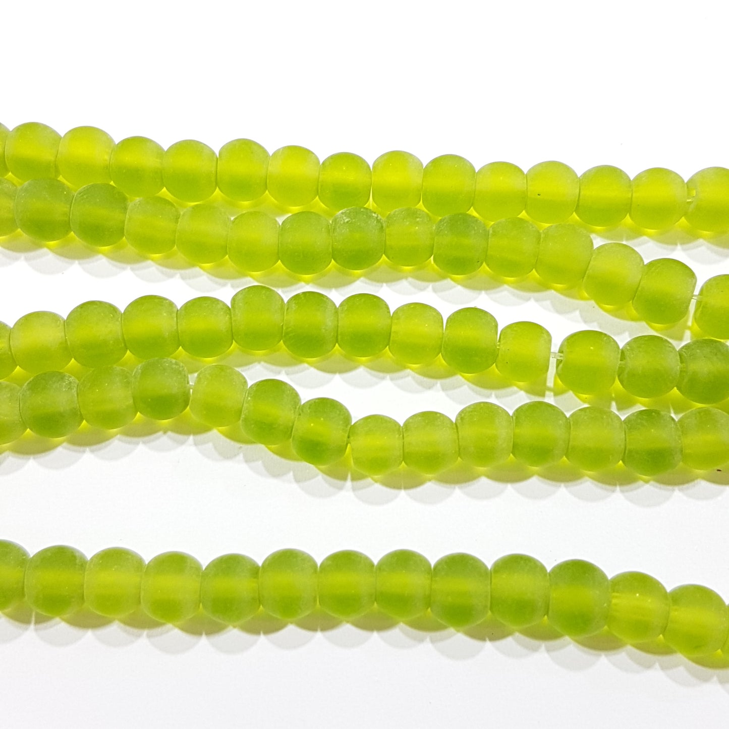 6mm Green Frosted Glass Beads
