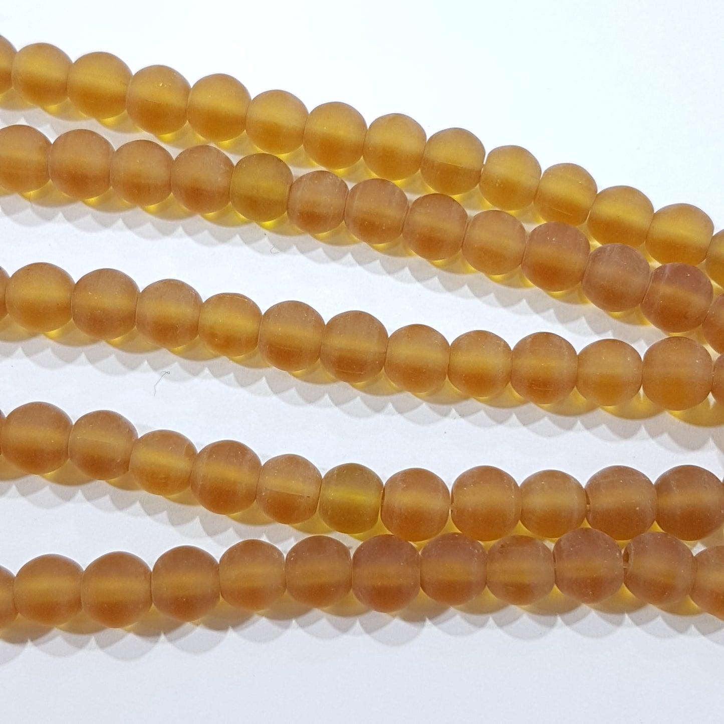 6mm Brown Frosted Glass Beads