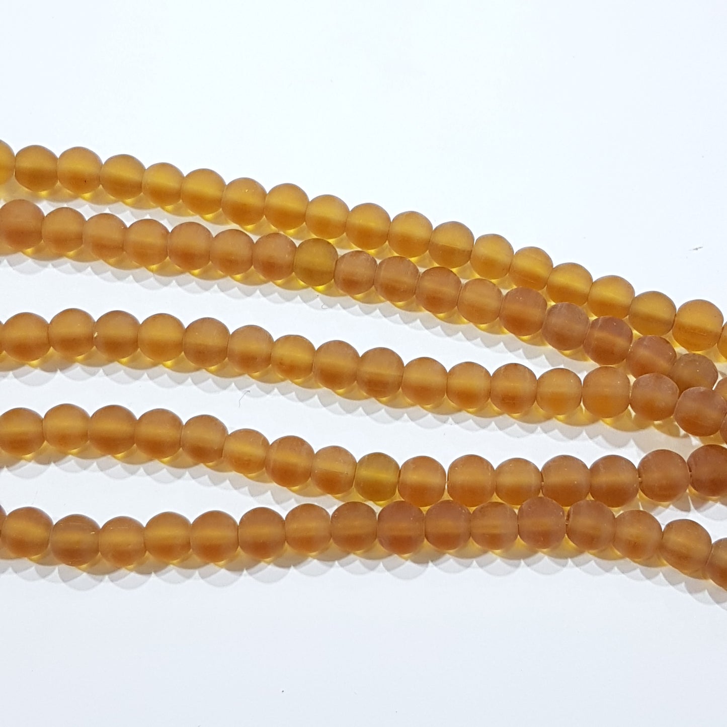6mm Brown Frosted Glass Beads