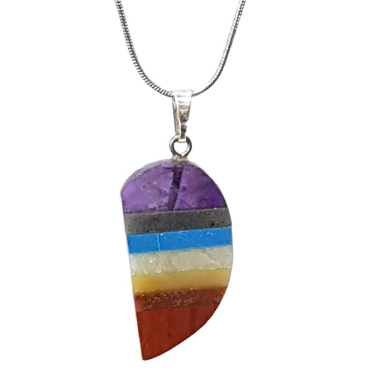 Chakra Gemstone Necklace - Half Heart