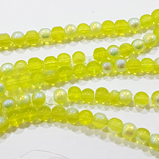 80pc 4mm Green AB Glass Beads
