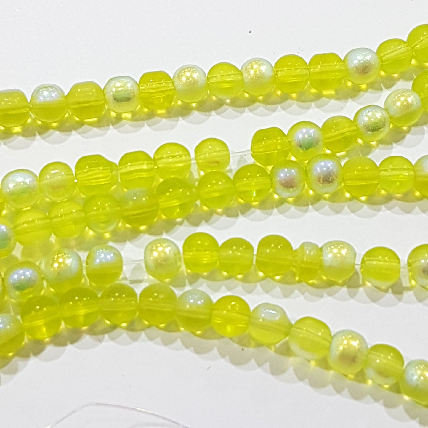 80pc 4mm Green AB Glass Beads
