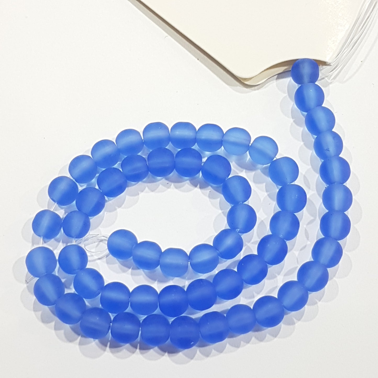 6mm Light Blue Frosted Glass Beads