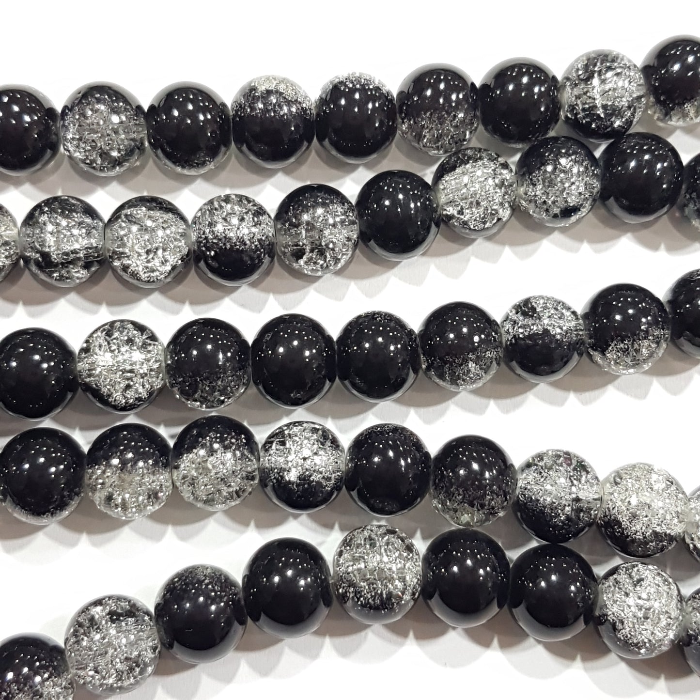 Black and Clear Crackle Glass Beads