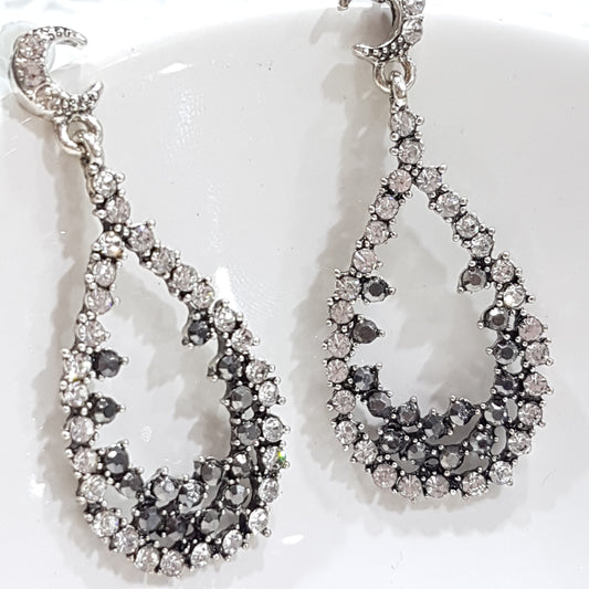 Rhinestone Encrusted Tear Drop Earrings