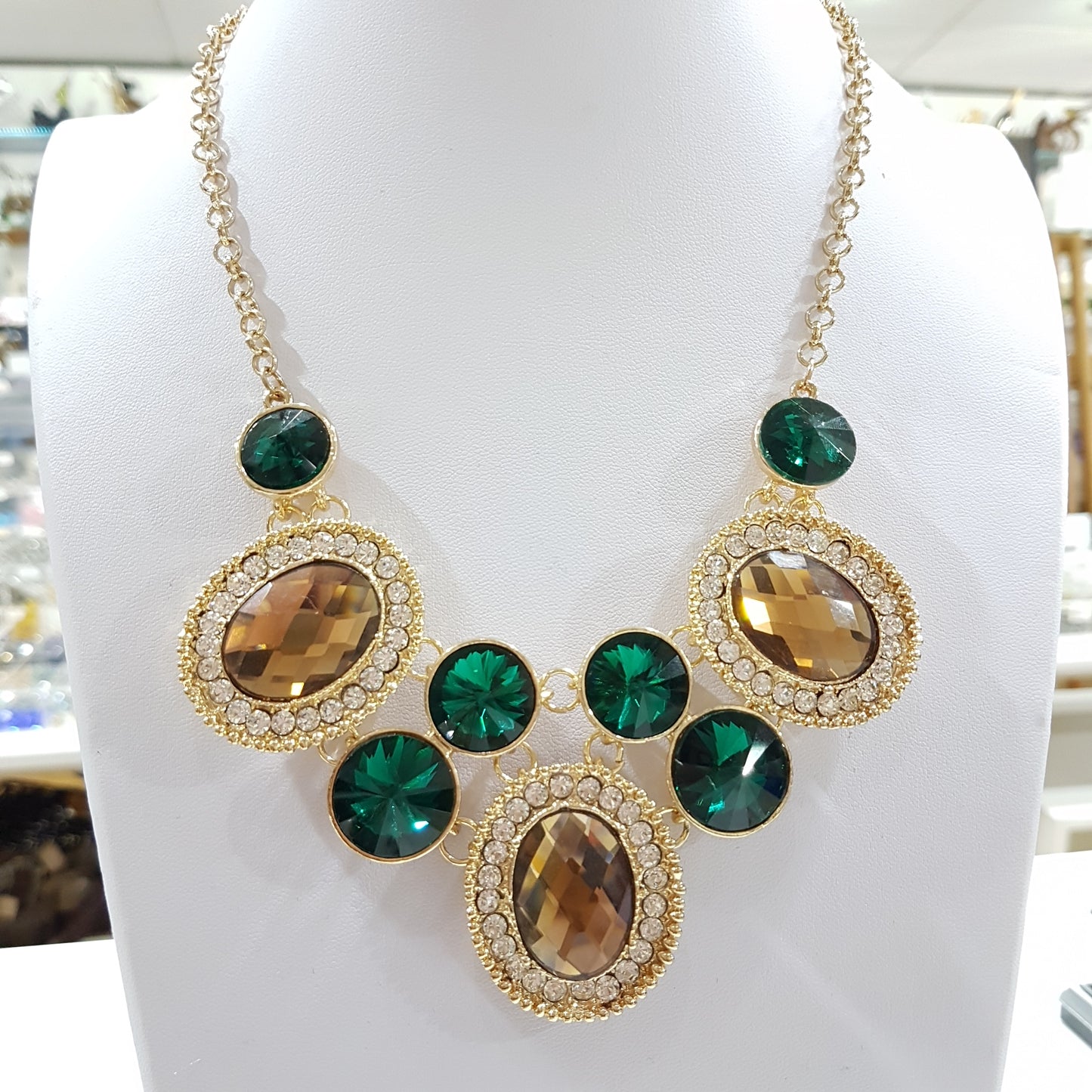 Gold and Green Statement Necklace