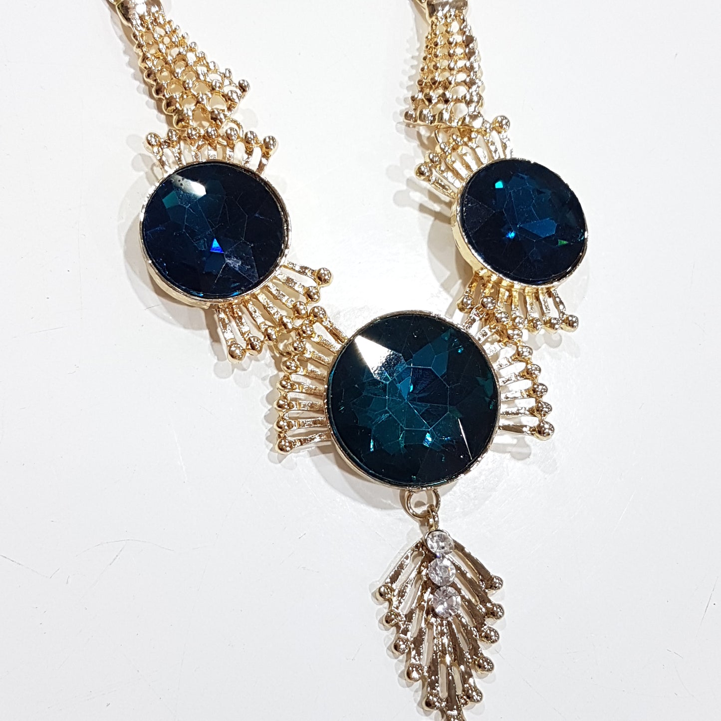 Blue Rhinestone Statement Necklace