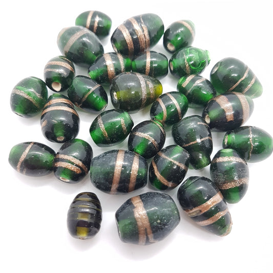 100g Green Goldsand Lampwork Bead Mix