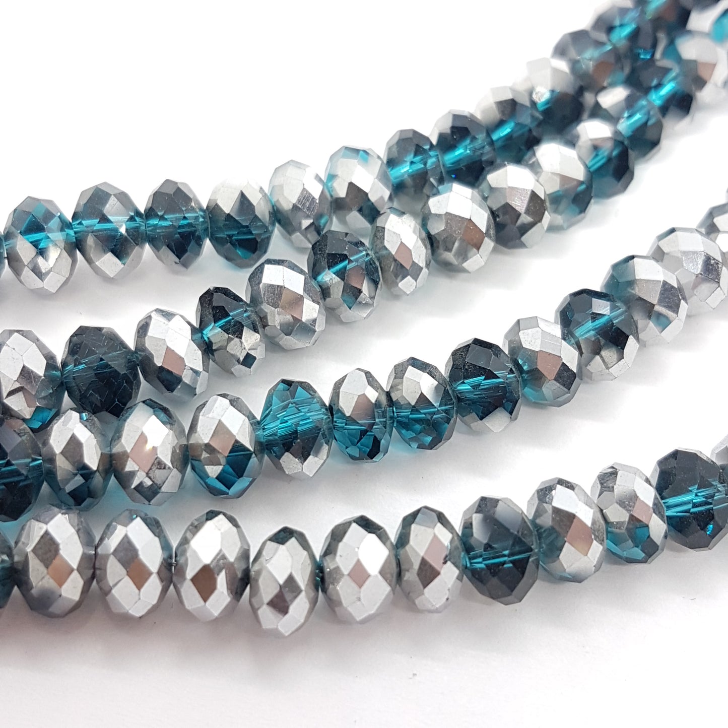 Blue and Silver Crystal Rondelles