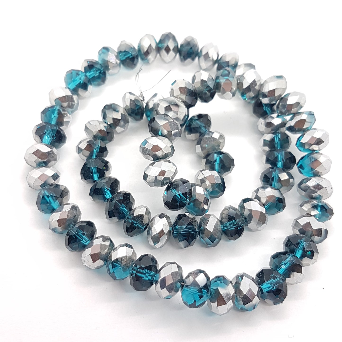 Blue and Silver Crystal Rondelles