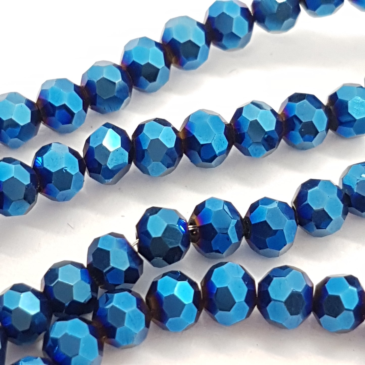 Metallic Blue Faceted Crystal Glass Beads