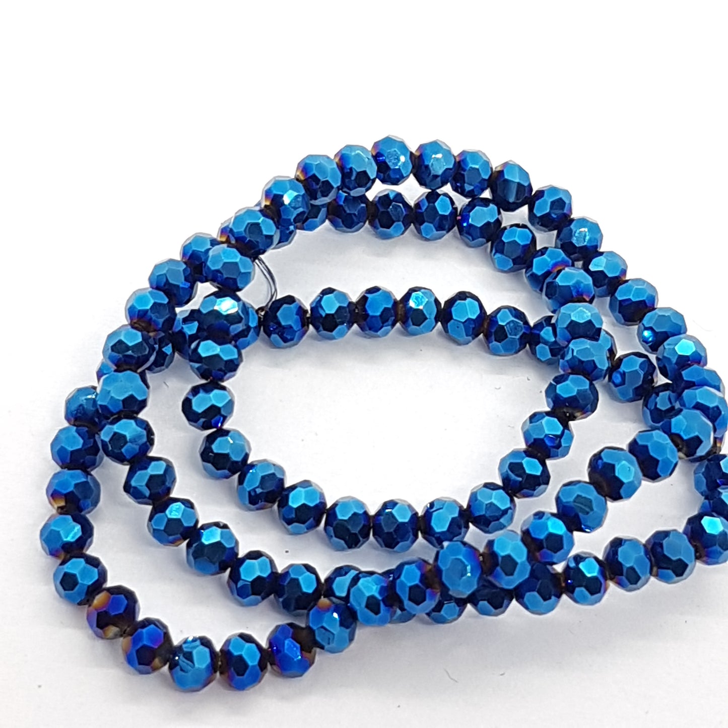 Metallic Blue Faceted Crystal Glass Beads