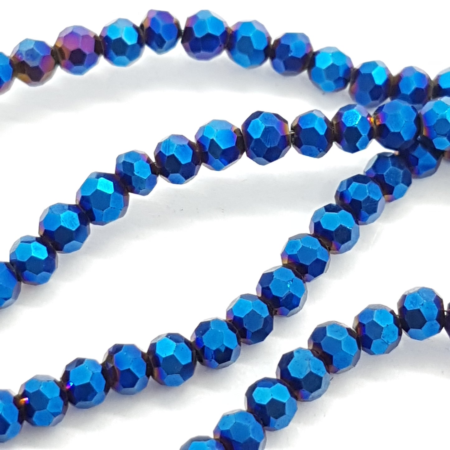 Metallic Blue Crystal Rondelle Beads