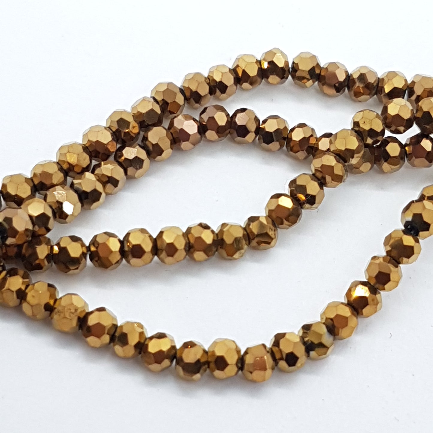 Golden Bronze Round Crystal Glass Beads
