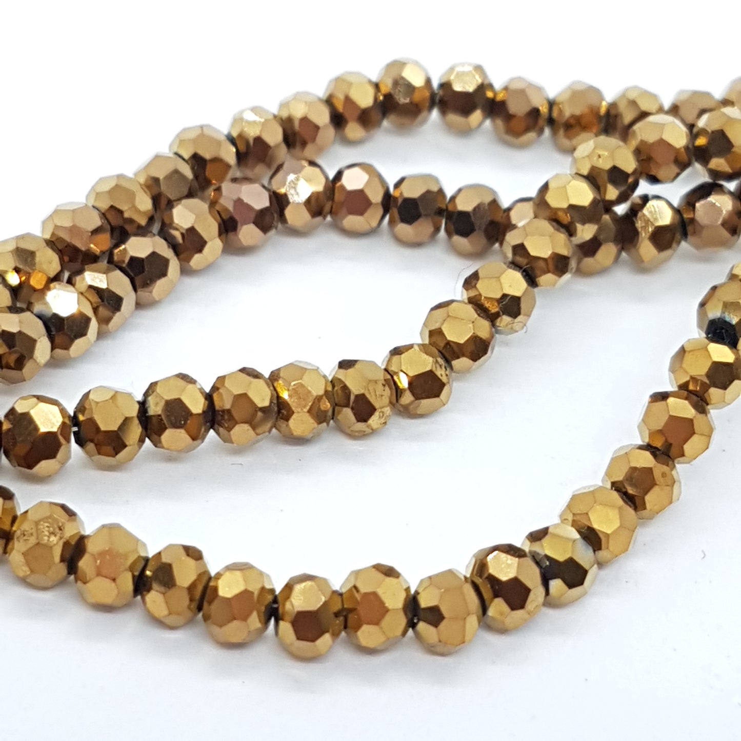 Golden Bronze Round Crystal Glass Beads